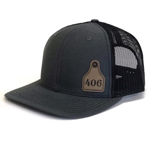 406 Cattle Tag on a Charcoal Snapback